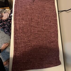 SHEIN Red Ribbed Midi Pencil Skirt